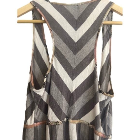 NWOT Free People Gray White Striped and Pink Floral Wrap Print Hippie Wrap Dress - Picture 10 of 16